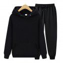 Men's sports hooded solid color pullover sweater set two-piece hoodie and sweatshirt and sweatpants 