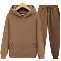 Men's sports hooded solid color pullover sweater set two-piece hoodie and sweatshirt and sweatpants 