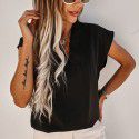 Spring and Summer New European and American Solid V-neck Short Sleeve T-shirt Top Women's Wear