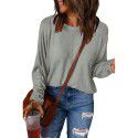 Shi Ying Red Patchwork Long Sleeve Top for Women Amazon Cross border Casual Versatile Underlay T-shirt