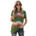 Shi Ying Short Sleeve T-shirt for Women Summer New Stripe Pattern Cross border Women's Loose Round Neck Top for Women