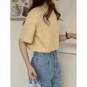 Spring New Korean Simple Versatile Basic Round Neck Pullover Short Sleeve Top 