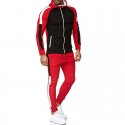 Spring and Autumn New Fashion Stripes Color-blocking Large Men's Hooded Sweater Sweatsuit 