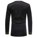 Popular fashion African printed men's large V-neck long-sleeved T-shirt 