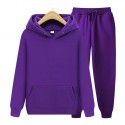 Men's sports hooded solid color pullover sweater set two-piece hoodie and sweatshirt and sweatpants 