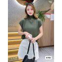 Korean version of the new half high neck camisole knitted vest T-shirt for women's simple loose short sleeve top summer 