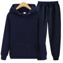 Men's sports hooded solid color pullover sweater set two-piece hoodie and sweatshirt and sweatpants 