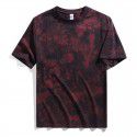 Men's tie dyed t-shirt, shoulder length, pure cotton, loose sleeved, European and American men's heavy duty t-shirt, round neck, trendy brand top