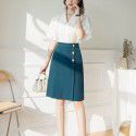 High waisted skirt, spring and summer new retro asymmetric slimming commuter A-line skirt