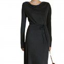 New Knitted Dress Women's Spring New Lazy Style Slim Fit with A-line Bottom Skirt