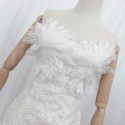 French White Feather Lace Flower Fairy Dress Hanging Dress Hollow out Sexy Waist Wrapped Chiffon Dress First Love Dress