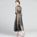 Early Autumn Women's Elegant and Elegant Style, Celebrity Shows Slim V-neck, 9/4 Sleeve Large Swing Long Dress Dress Dress