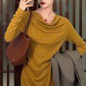 New Knitted Dress Women's Spring New Lazy Style Slim Fit with A-line Bottom Skirt