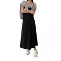 Black French suspender dress for women's new minimalist style diagonal cut long skirt