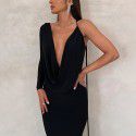 Goddess Style One Shoulder Slim Fit Fishtail Dress Open Back Sexy Dress Irregular Long Dress