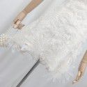 French White Feather Lace Flower Fairy Dress Hanging Dress Hollow out Sexy Waist Wrapped Chiffon Dress First Love Dress