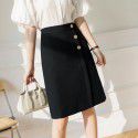 High waisted skirt, spring and summer new retro asymmetric slimming commuter A-line skirt