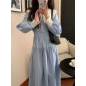 Japanese New Sweet Contrast Color Dress for Female Students Autumn Edition Korean Super Immortal Gentle Style Slim Knee Length Dress