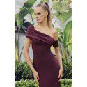 Hot Selling Slim Off Shoulder Knitted Dress with Mesh Red Temperament Evening Gift