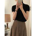 Autumn and winter new wool plaid pleated casual skirt