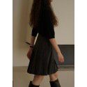 Autumn and winter new wool plaid pleated casual skirt