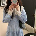 Japanese New Sweet Contrast Color Dress for Female Students Autumn Edition Korean Super Immortal Gentle Style Slim Knee Length Dress