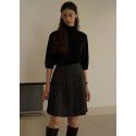 Autumn and winter new wool plaid pleated casual skirt