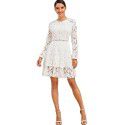 Dress Women's Lace Temperament Mid Waist Slim Fit Commuter White Hepburn Style Spliced Skirt Short Skirt