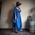 Autumn Falling Ancient Mud Retro Sticker Cloth Wash Pure Linen Loose Dress Gown