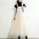 Autumn Strap Dress Japanese Spliced Mesh High Waist Dress Strap