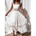 New European and American Fashion Lace Sleeveless Panel Large Swing Long Dress Dress