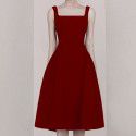 Hepburn style minimalist suspender dress, French daily wear, waist closing and slimming dress