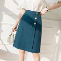 High waisted skirt, spring and summer new retro asymmetric slimming commuter A-line skirt