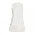 High end ostrich hair short skirt, summer niche design, half high collar sleeveless solid color straight tube dress