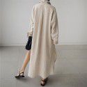 Cotton linen shirt skirt loose irregular bottom shirt sunscreen cardigan long knee length dress trendy dress cotton