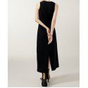 Hepburn Little Black Dress French Elegant Cloud Ladder Cotton Slim Fit Sleeveless Elastic Tank Top Dress 