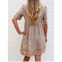 European and American New Women's Lace Decoration Hollow Short Sleeve Fashion V-Neck Positioning Print Mid length Dress Dress