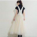 Autumn Strap Dress Japanese Spliced Mesh High Waist Dress Strap