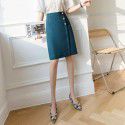 High waisted skirt, spring and summer new retro asymmetric slimming commuter A-line skirt