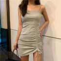 New Short Sleeve Temperament Girlfriend Dress Women's Summer Sexy Strap Drawstring Slim Wrap Hip Skirt