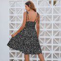 Hanging belt printed dress with leopard pattern polka dot skirt for children's factory direct sales