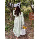 Autumn New Style Korean Version Ruffled Broken Bottom Long Dress Doll Neck Dress