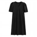 French gentle V-neck shrugged dress for women's summer new black slim straight cut long skirt