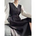 New French V-neck Dress for Women's Spring and Autumn High end Fashion Versatile Dress for Children