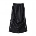 Functional style design with a pleated small slit and elastic waist skirt, fashionable long dress for women