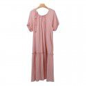 Bubble Sleeves Lace up Dress Women's Summer Korean Version Loose Size Medium Long Dress