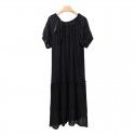 Bubble Sleeves Lace up Dress Women's Summer Korean Version Loose Size Medium Long Dress