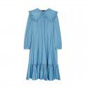 Autumn New Style Korean Version Ruffled Broken Bottom Long Dress Doll Neck Dress