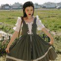 Cotton and linen retro first love girl heart tie dress 