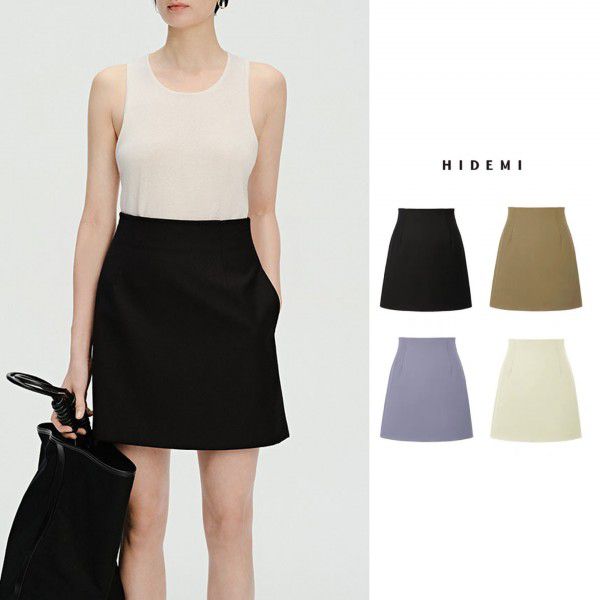 A-line Halfskirt Short Skirt High Waist Slim Cover Crotch OL Commuter Wrap Hip Versatile Halfskirt Female 